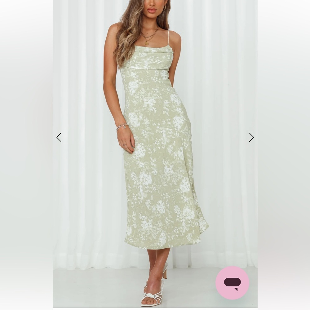 Hello Molly Green Floral Midi Dress